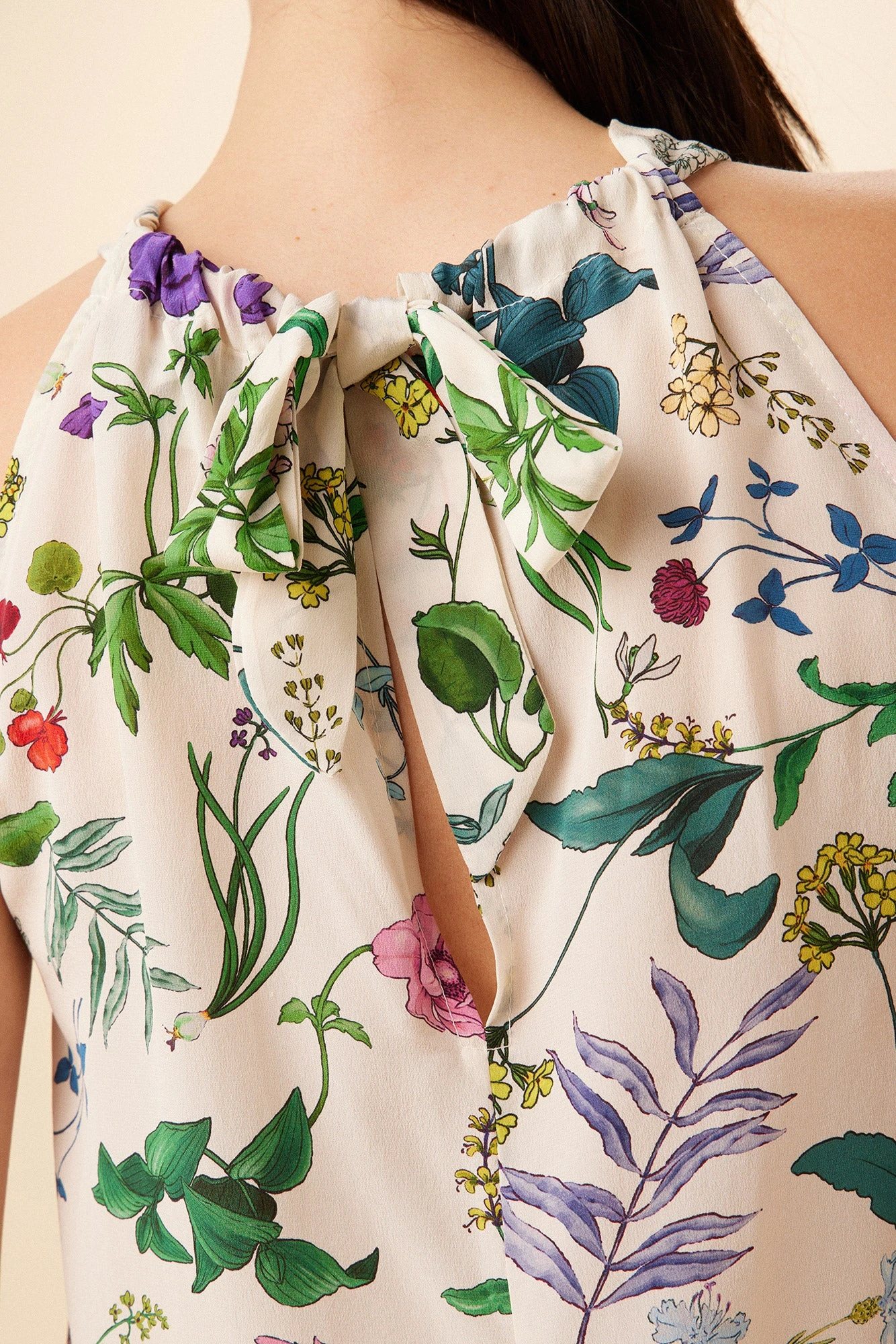 Hayden Washable Silk Blouse - Stella Floral White - Image 5