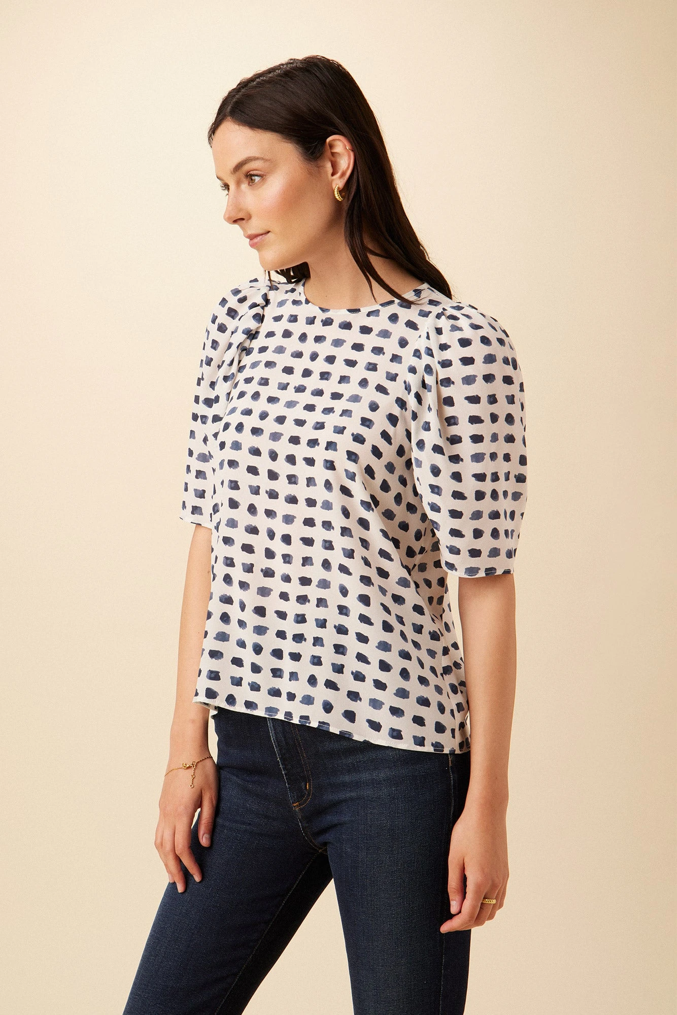 Sylvia Washable Silk Blouse - Squared Up White - Image 2