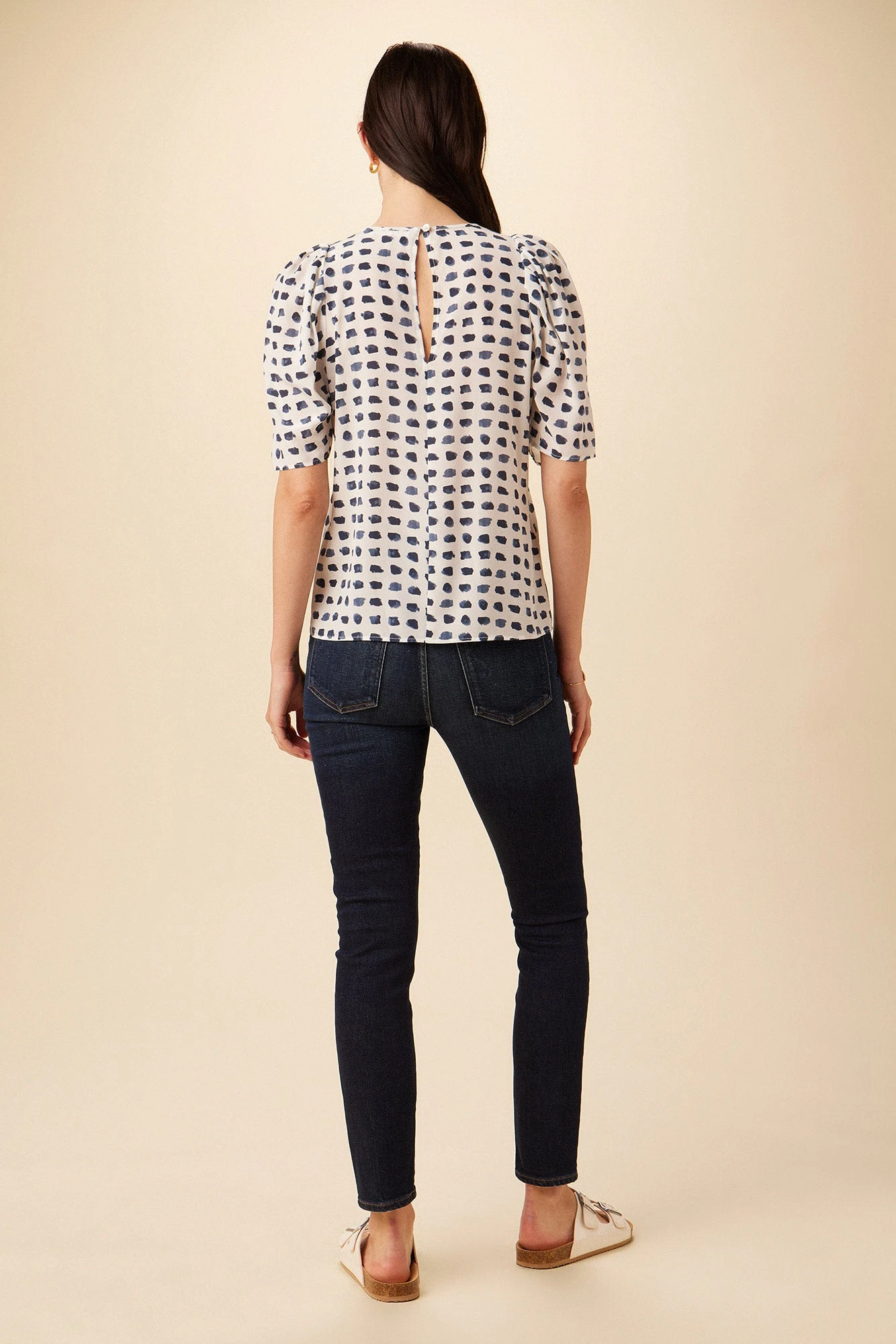 Sylvia Washable Silk Blouse - Squared Up White - Image 3