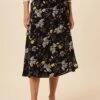 Blaze Washable Silk Wrap Skirt - French Jardin Black