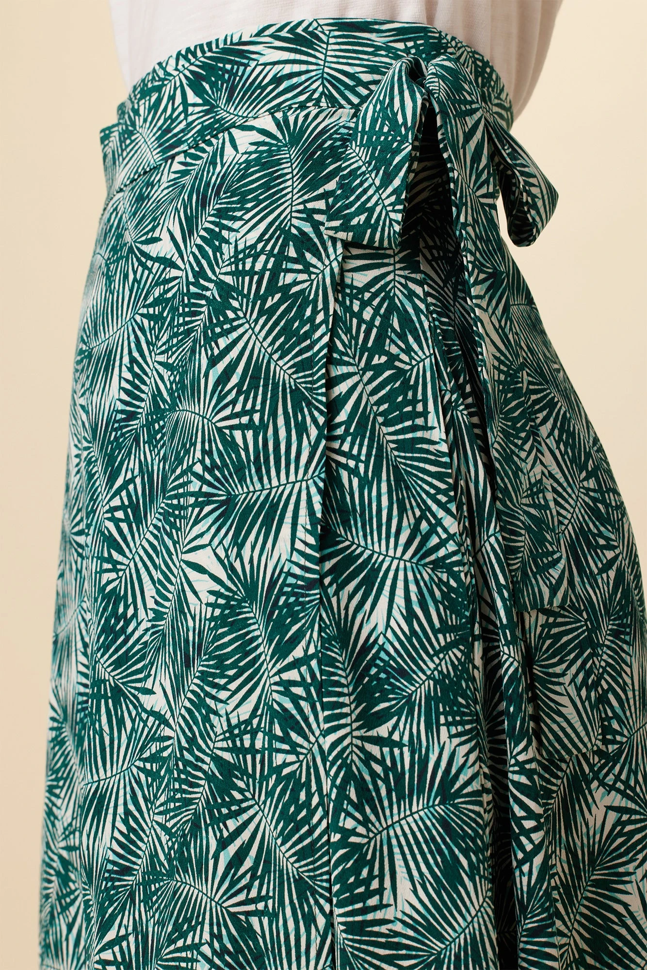Blaze Washable Silk Wrap Skirt - Green Palm - Image 4