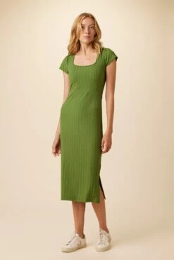 Cleo Provence Rib Dress - Pear