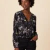 Kaya Washable Silk Blouse - French Jardin Black