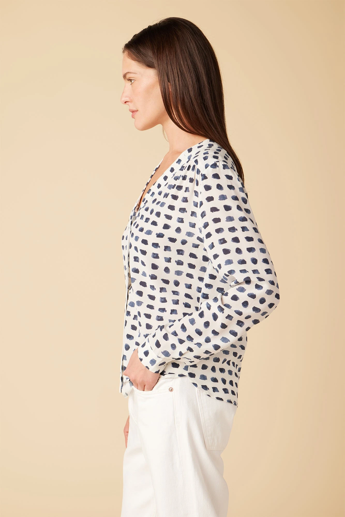 Kaya Washable Silk Blouse - Squared Up White - Image 2