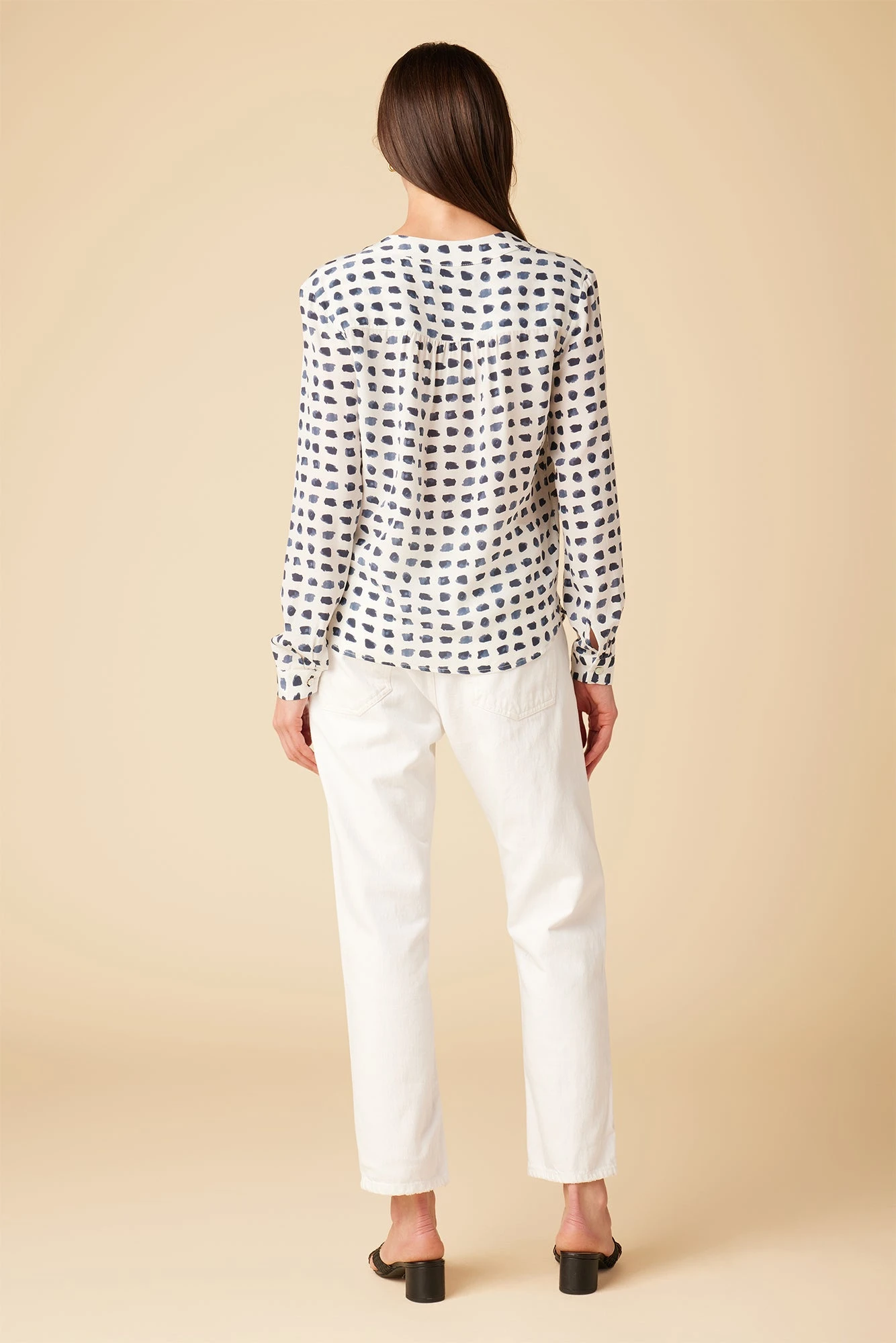 Kaya Washable Silk Blouse - Squared Up White - Image 3