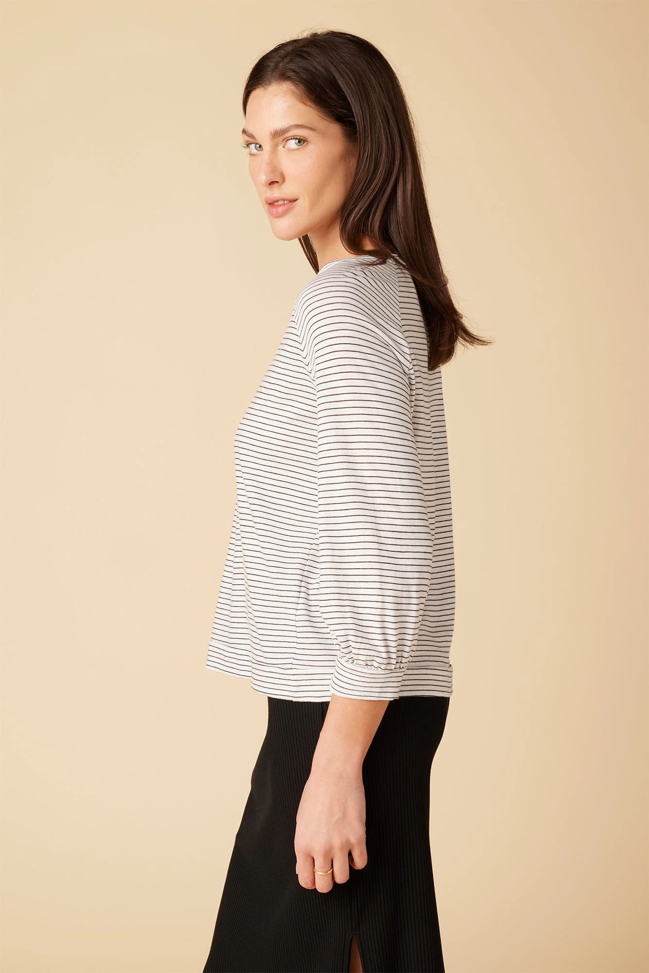 Issa Raglan Slub Tee - Gigi White Stripe - Image 2