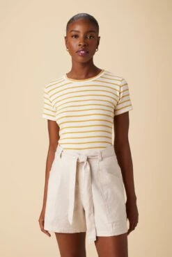 Berkeley Dream Knit Tee - Ivory Sunflower Stripe
