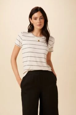 Berkeley Dream Knit Tee - White Havana Stripe