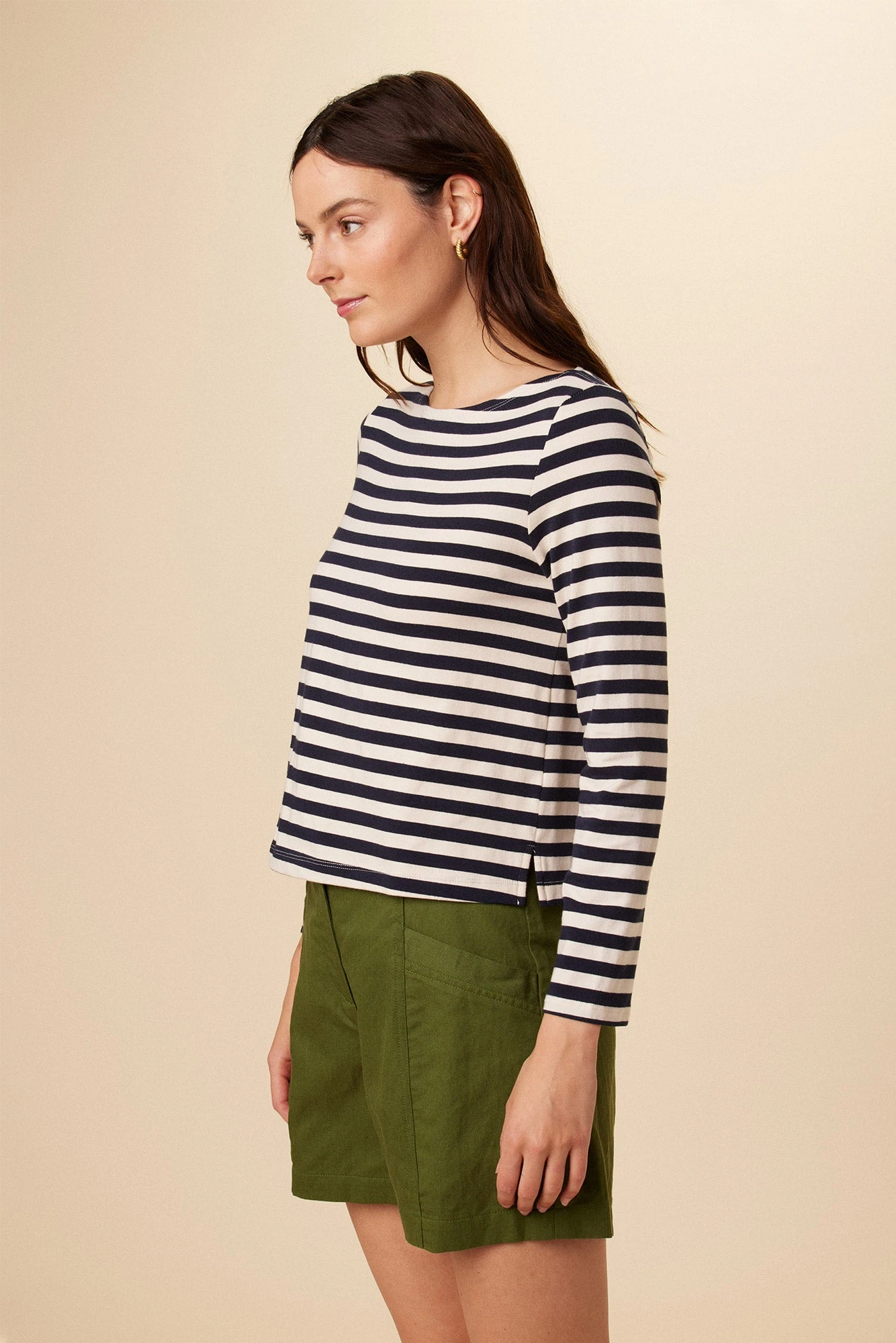 Cecelia Long Sleeve Reverie Knit Tee - Navy And Ivory - Image 4