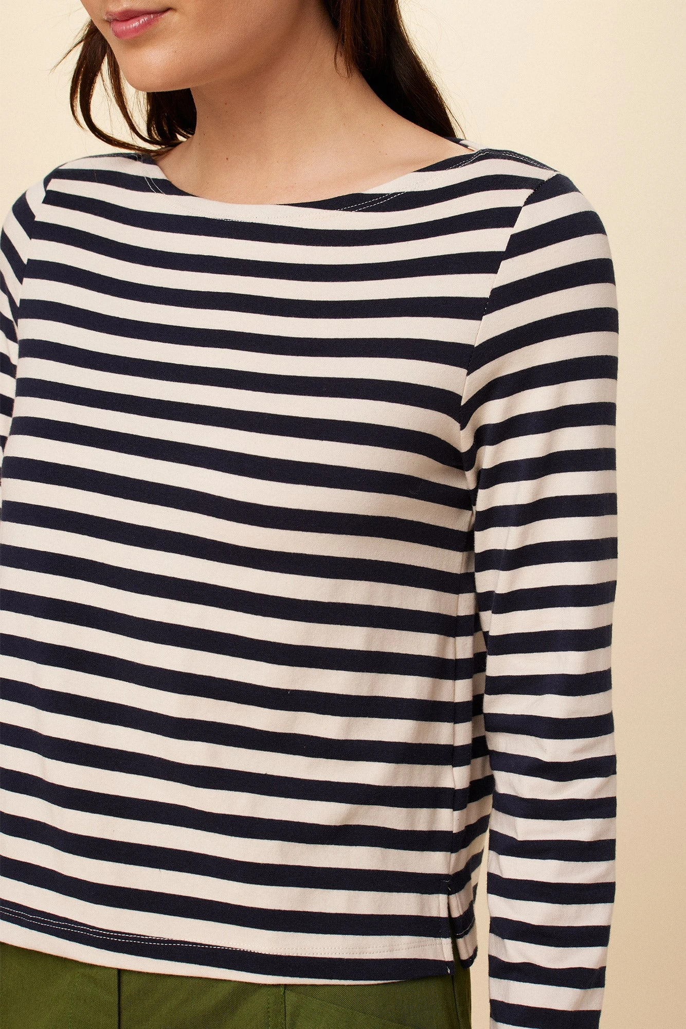 Cecelia Long Sleeve Reverie Knit Tee - Navy And Ivory - Image 2